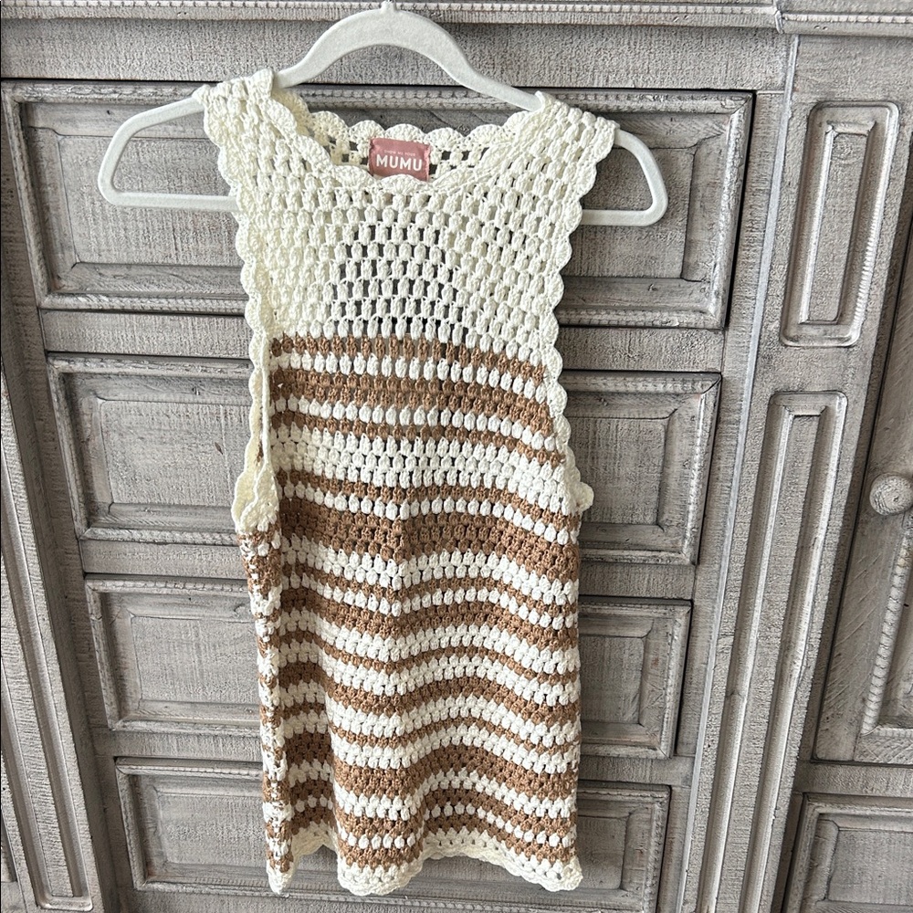 Mumu Crochet Striped Swim Coverup